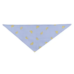 Leuke cartoon bananenprint huisdier bandana, lichtblauwe katoenen kat hond slabber sjaal dagelijks.