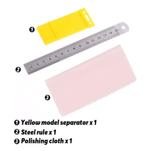 Modellierwerkzeug Zubehör Set mit Teiler, Stahllineal und Poliertuch für Modellbau.