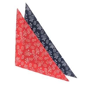 Bandana para mascotas de algodón y lino lindo patrón floral gato perro rojo azul marino.