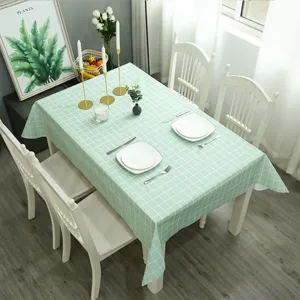 Nordische grüne Karomuster Tischdecke, wasserdichte PVC Tischabdeckung für Esszimmer.