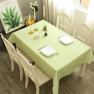 Grüne karierte PVC Tischdecke wasserdicht ölabweisend modern minimalistisch Tischabdeckung