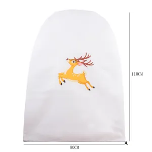 Winter plant frost protection cover with cute Christmas elk pattern, durable frostproof tree guard.