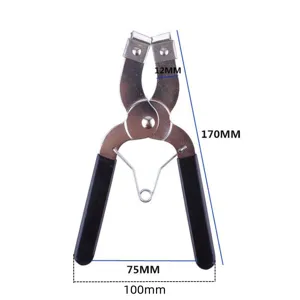 Automotive piston ring expander removal tool with precise size and dimension markers.