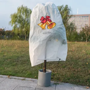 Winter plant frost protection cover non-woven fabric tree protector with Christmas bells print