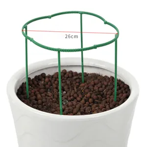 Adjustable green plant support ring for flowerpots 26cm diameter garden stakes tool