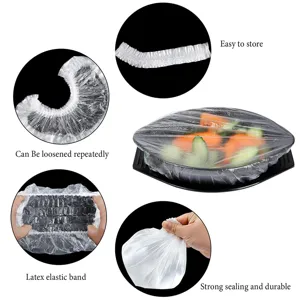 Couvercle de bol élastique en plastique PE jetable pour le stockage des restes de cuisine.