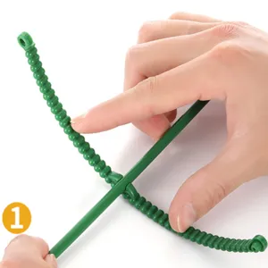 Adjustable green plastic plant tie garden support strap for climbing flowers and anti-lodging.