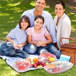 Couvercles de bol en film plastique PE jetable pour le stockage des aliments de cuisine.