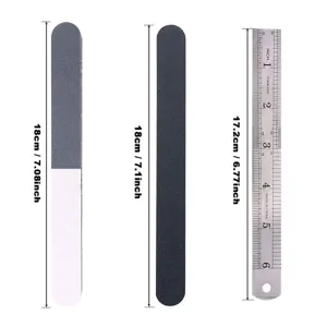 Model sanding sticks and stainless steel ruler set with clear size for precise craft work.