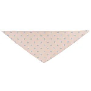 Cute pet bandana with blue daisy print, soft cotton linen triangular scarf for cats and dogs.