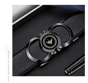 Men's automatic buckle leather belt with stylish alloy metal design for casual wear.