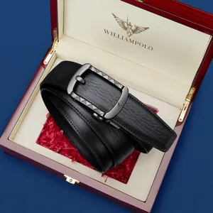 Cintura da uomo in pelle automatica con fibbia elegante fantasia in scatola regalo legno