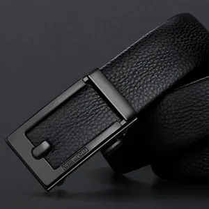 Ceinture d'Affaires Automatique en Cuir Véritable pour Hommes en Cuir de Vachette