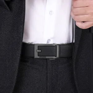 Ceinture en cuir pour homme d'affaires boucle automatique noire élégante accessoire