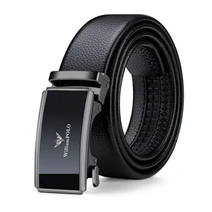 Men genuine leather automatic buckle business casual belt high quality metal alloy black belt