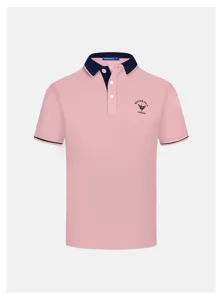 Men's classic short sleeve polo shirt featuring contrast color collar and chest embroidery.