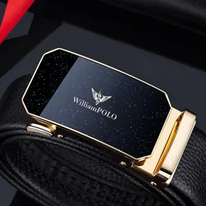 Men's Genuine Leather Automatic Buckle Belt Business Casual Top Layer Cowhide Waistband With Luxury Gift Box For Men