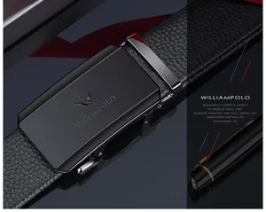 Men's genuine leather automatic buckle belt for men business casual black dress waist belt