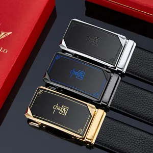 Men's genuine leather automatic buckle belt business casual belt with three color options.