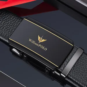 Men Genuine Leather Automatic Buckle Belt Top Layer Cowhide Business Casual Waist Belt Metal Buckle Fashion Belt