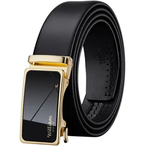 Men leather belt automatic metal buckle black luxury business casual strap stylish gift