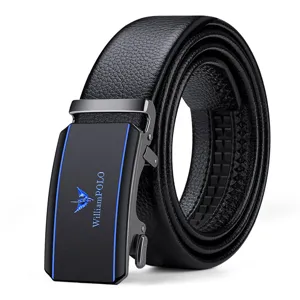 Mens genuine leather automatic buckle belt stylish business casual black waist belt