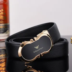 Men's stylish automatic leather belt with premium metal buckle and cowhide strap.