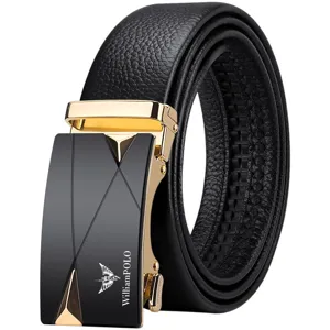 Cintura automatica in vera pelle da uomo con elegante fibbia in metallo chic.