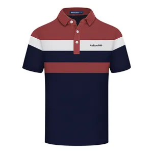 Men's short sleeve color block polo shirt casual business stylish top premium summer tee