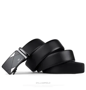 Moderna Cintura Uomo Vera Pelle Fibbia Automatica Business Casual Nera Elegante