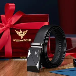 Cintura da uomo in vera pelle con fibbia automatica elegante e cofanetto regalo di lusso