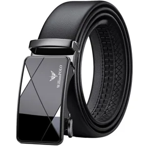 Cintura automatica da uomo in vera pelle, elegante cintura nera da lavoro con fibbia in metallo.