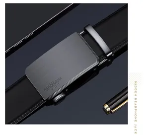 Cintura uomo vera pelle fibbia automatica affari casual elegante lega metallica nera cintura