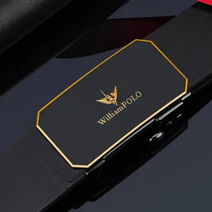 Men's luxury genuine leather automatic buckle business belt with a stylish metal design.