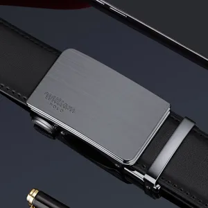 Cintura Uomo in Vera Pelle con Fibbia Automatica Affari Casual Minimalista Cintura a Cricchetto in Lega per Uomo