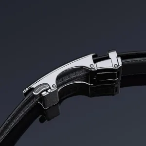Cintura automatica in pelle da uomo, elegante cintura da lavoro in lega per abbigliamento formale.