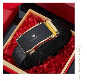 Men's genuine leather automatic buckle belt luxury business casual dress belt in gift box