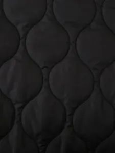Schwarzer gesteppter Jackenstoff Detailaufnahme, Herbst neue Damen Oberbekleidung Stoff.
