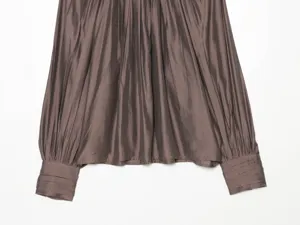 Women elegant long sleeve pleated blouse solid color draped autumn fashion casual shirt top