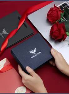 WilliamPOLO billetera de cuero para hombre caja de regalo vista detalle elegante.