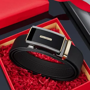 Ceinture Automatique en Cuir Véritable Business Minimaliste pour Hommes Boucle en Alliage Ceinture Habillée Classique
