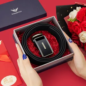 Cinture homme en cuir véritable WilliamPOLO style business avec élégant coffret cadeau.