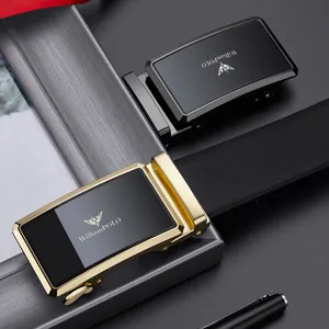 WilliamPOLO Heren Automatische Gesp Leren Riem Luxe Business Tailleband Mode