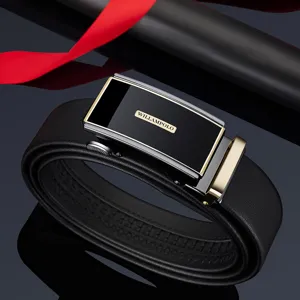 Ceinture Homme Cuir Boucle Automatique Affaires Casual Ceinture Noire en Métal Élégante
