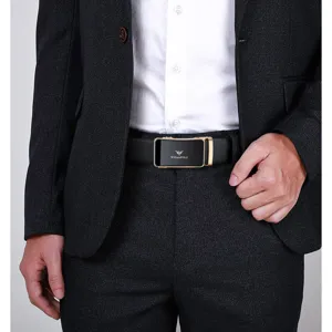 Ceinture en cuir d'affaires pour hommes classique avec boucle automatique.