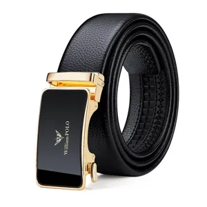 Ceinture en cuir à boucle automatique pour homme ceinture noire d'affaires de luxe