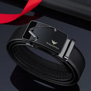 Cintura in vera pelle uomo con fibbia automatica stile business nero elegante di qualità