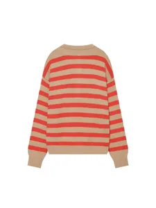 Maglione donna casual a righe in lana e cashmere, comodo pullover girocollo a maniche lunghe.