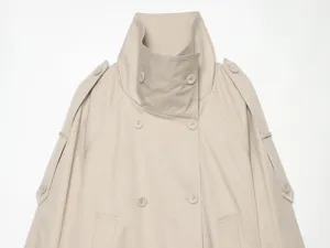 Women casual short trench coat detail, stylish stand collar and double breasted buttons design.