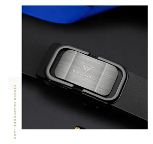Vue détaillée de la ceinture en cuir pour homme William Polo avec boucle automatique élégante.